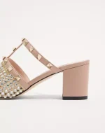 Valentino Rockstud Calfskin Slide Sandal With Strass Embroidery 60Mm - Image 2